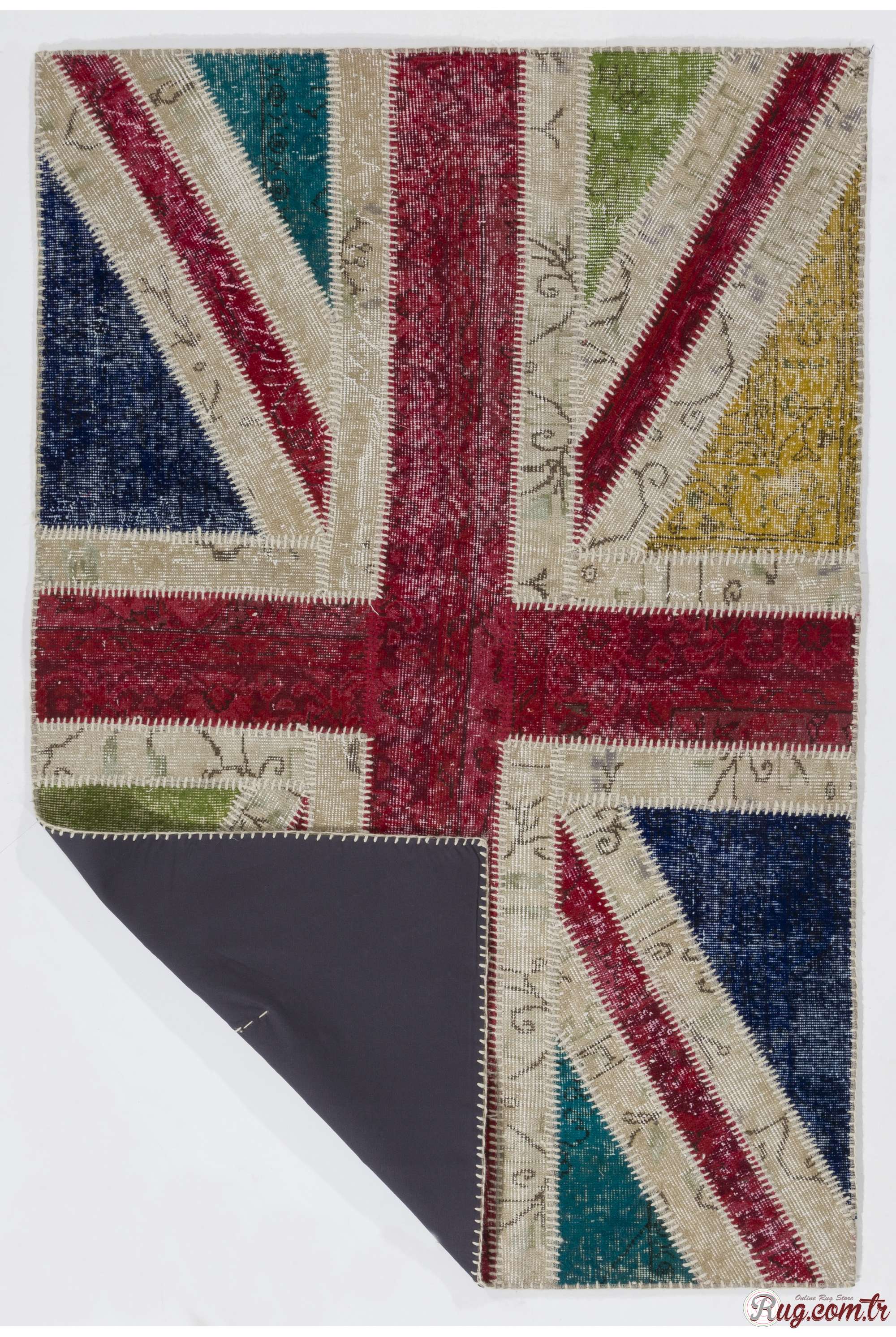 British Flag Union Jack Design Multicolor Patchwork Rug